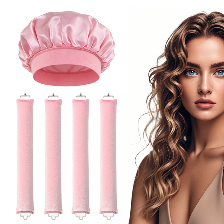 Satin Sleep Cap and Hair Rollers