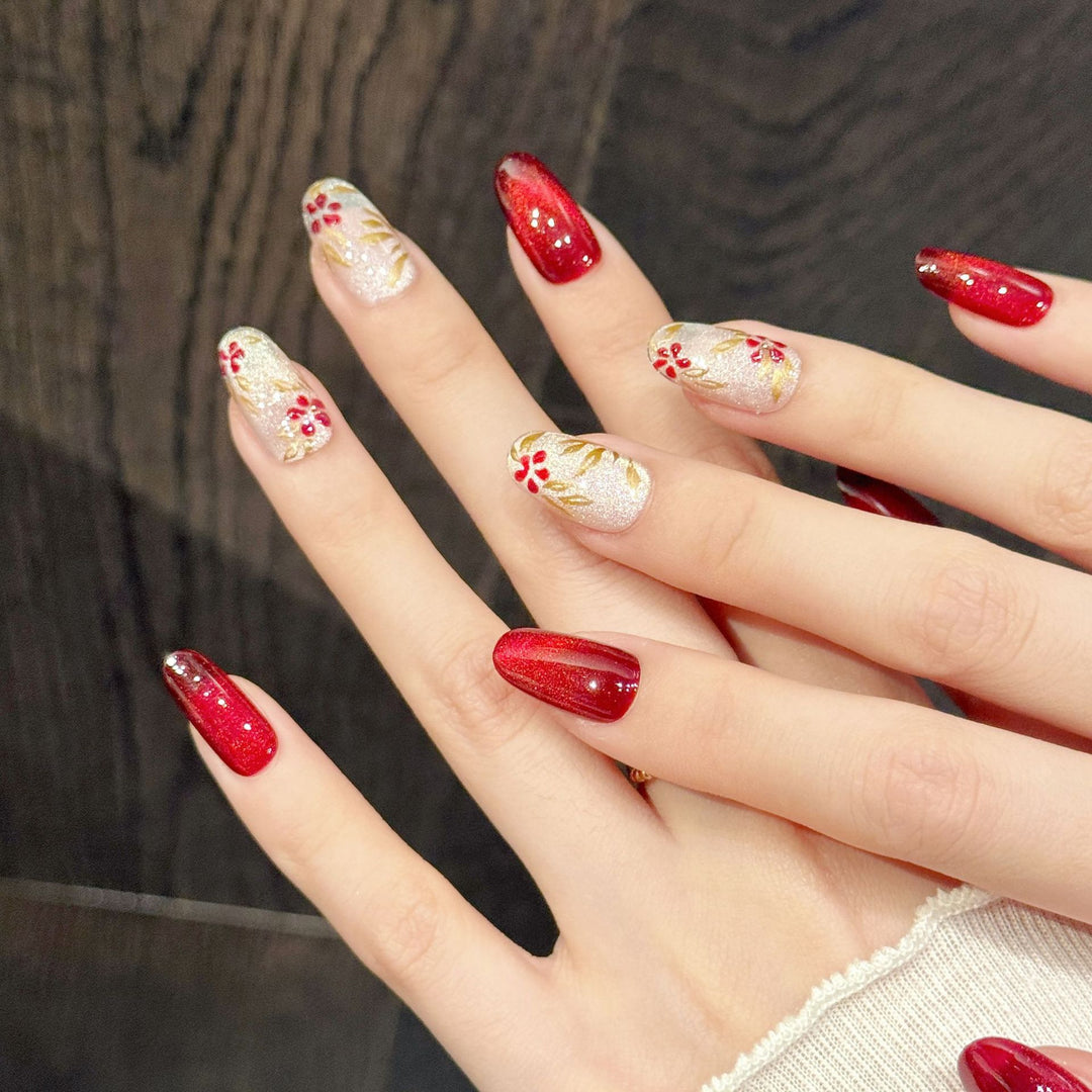 Artistic Floral Press-On Nail Set  1791773601