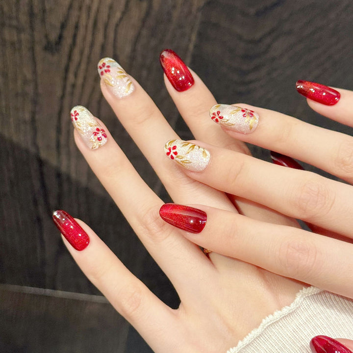 Artistic Floral Press-On Nail Set  1791773601