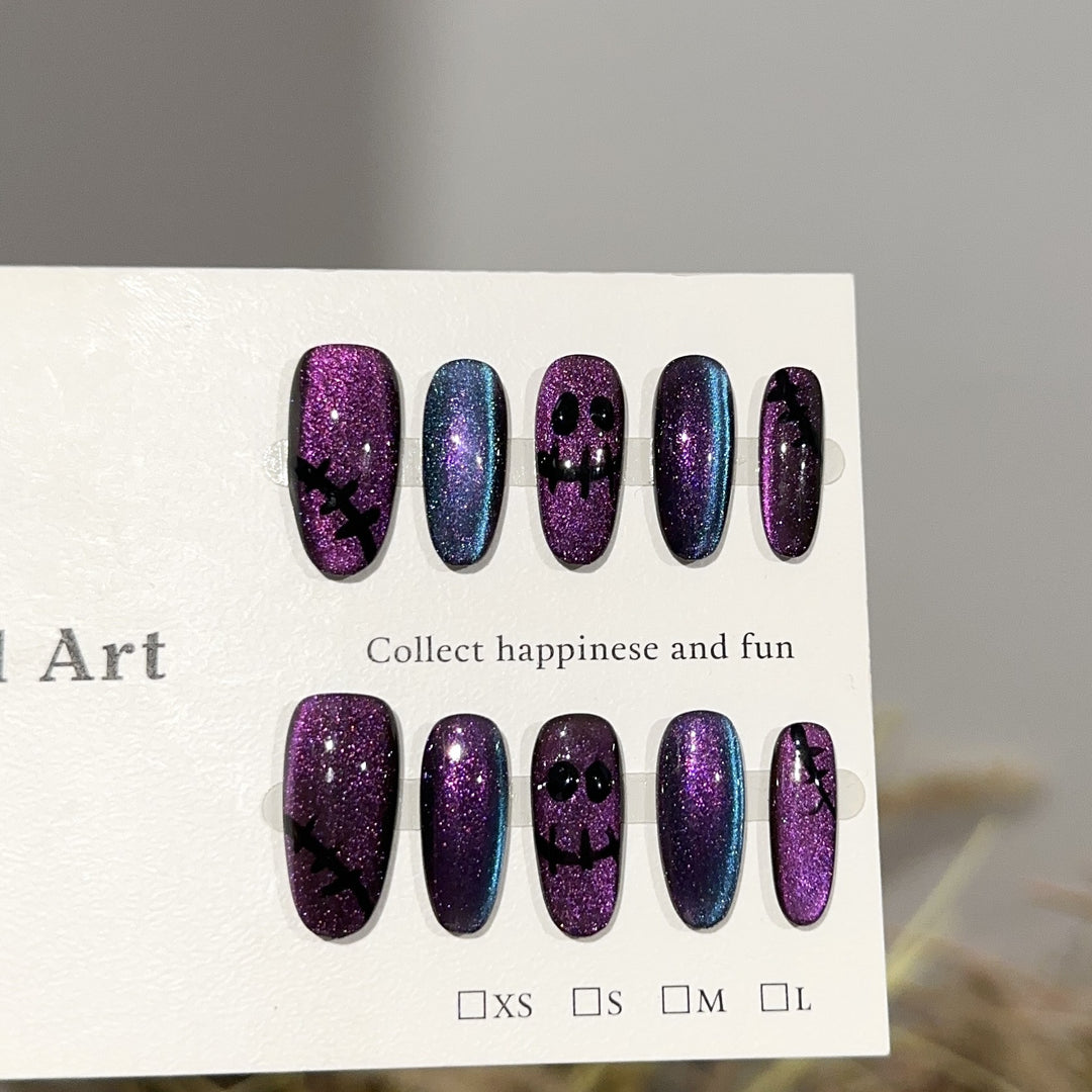 Halloween-Themed Glittering Press-On Nail Art Set