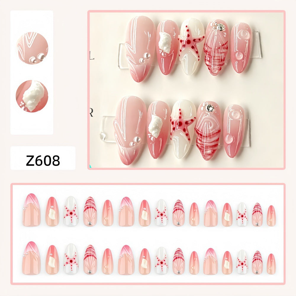 Artificial nails in maritime style with starfish motifs Kalsten