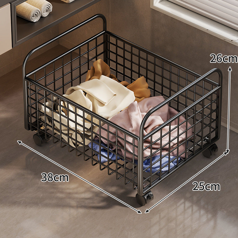Metal Wire Grid Storage Basket with Raised Side Handles
