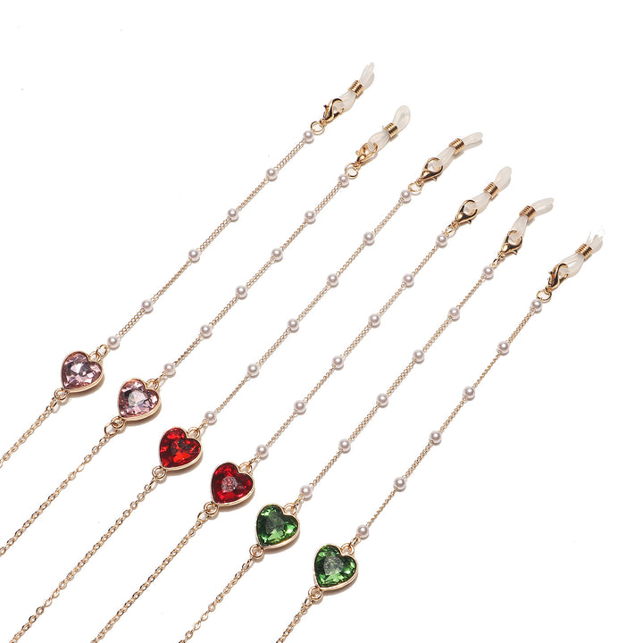 Heart-Shaped Crystal Eyewear Chain Kalsten