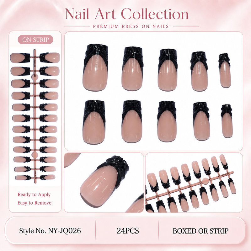 Premium Artificial Nails with Elegant Ribbons Kalsten
