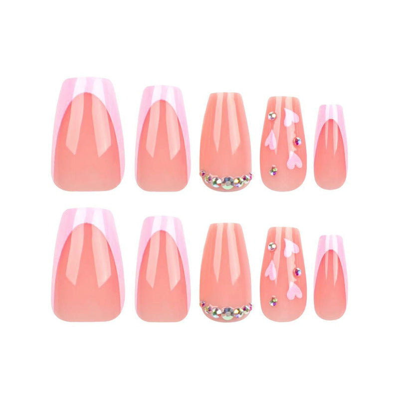 Elegant Long Press-On Nail Set with Rhinestone Accents Kalsten