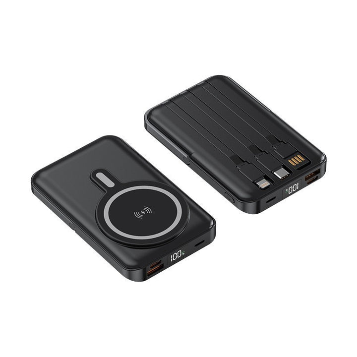 Portable power bank with integrated charging cable and wireless charging function Kalsten