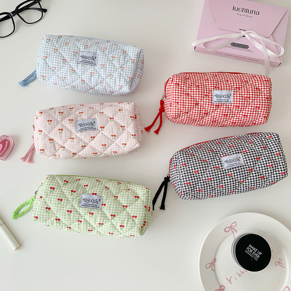 Quilted Cherry Print Pencil Case Kalsten