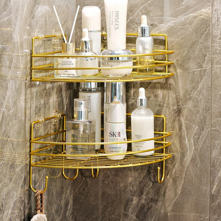 Corner shower storage basket
