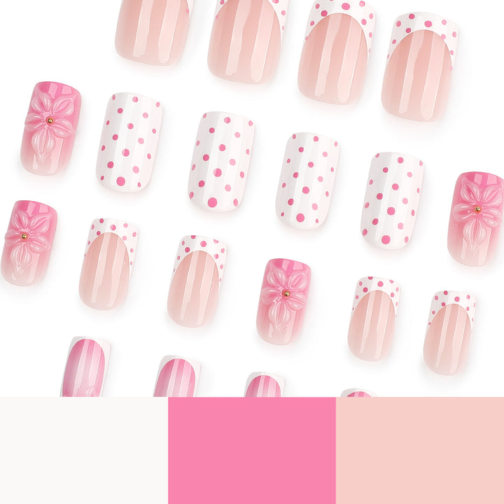 Artificial nail art with trendy flower decor and dots Kalsten