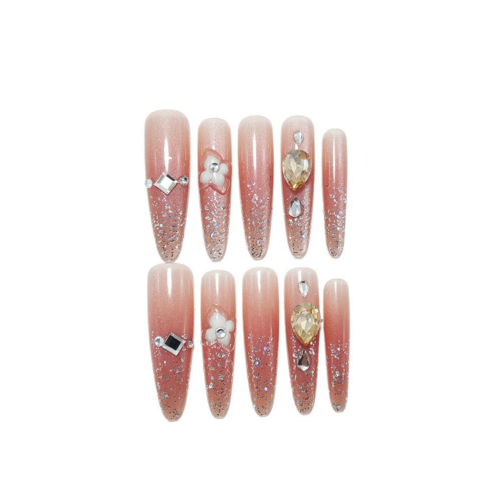 Shiny artificial nails with rhinestones and glitter Kalsten
