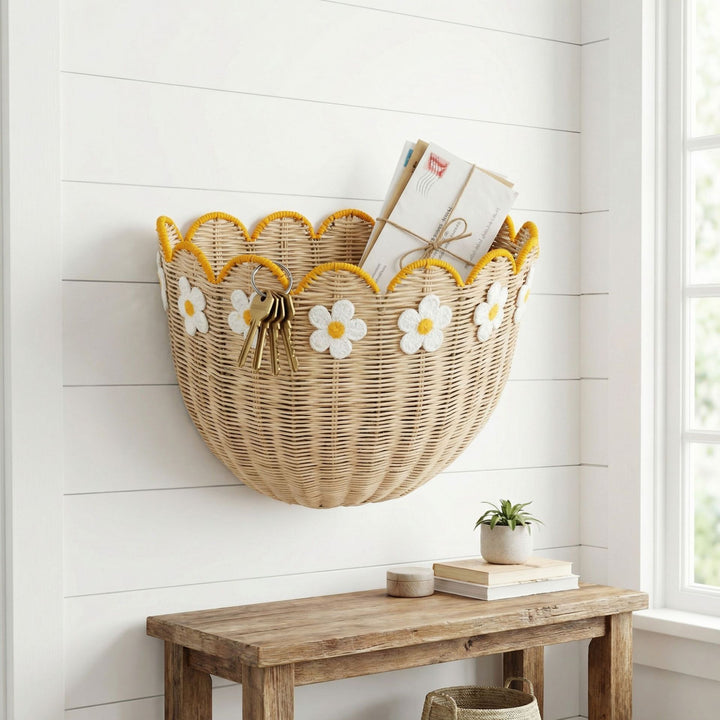 Wall basket with floral pattern Kalsten