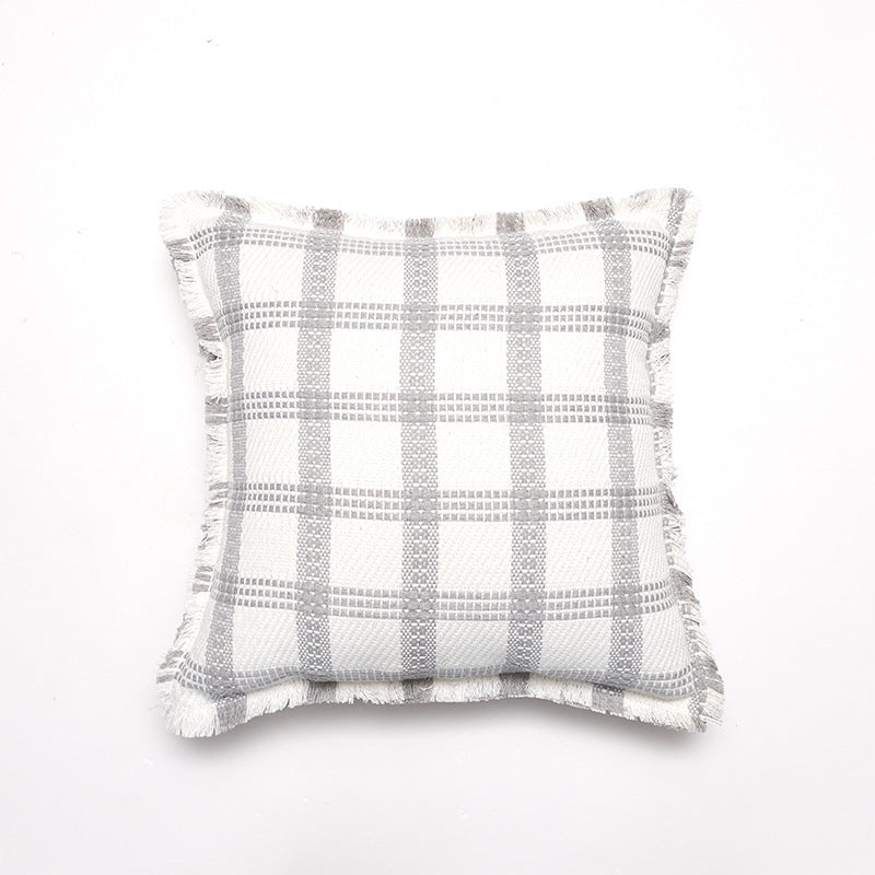 Soft Textured Plaid Decorative Throw Pillow