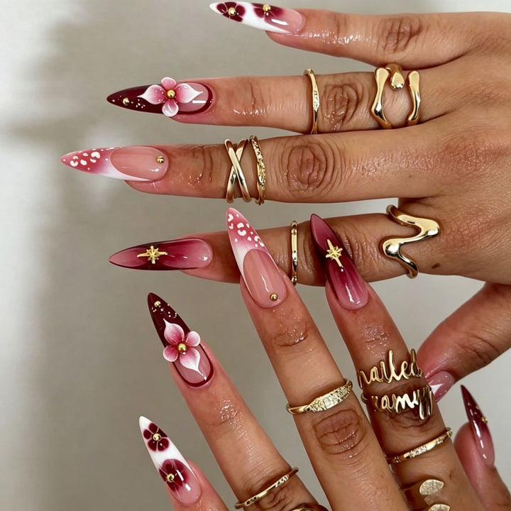 Elegant Press-On Nail Tips with Decorative Bow Kalsten