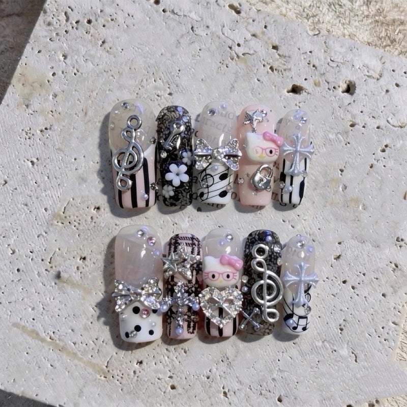 Musical-Inspired Decorative Press-On Nail Art Set