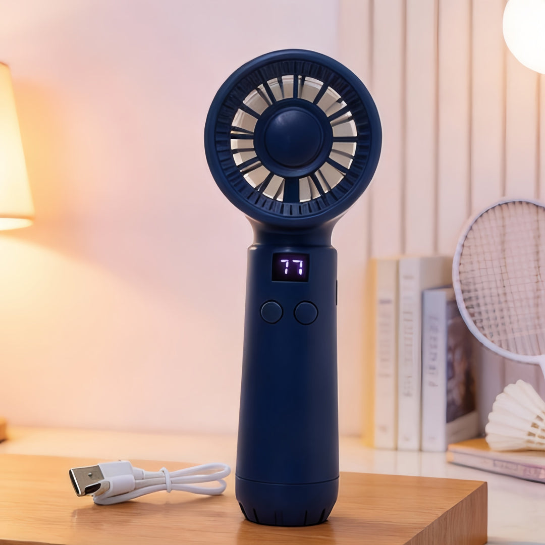 Women's Portable USB Hand Fan with Temperature Display Kalsten
