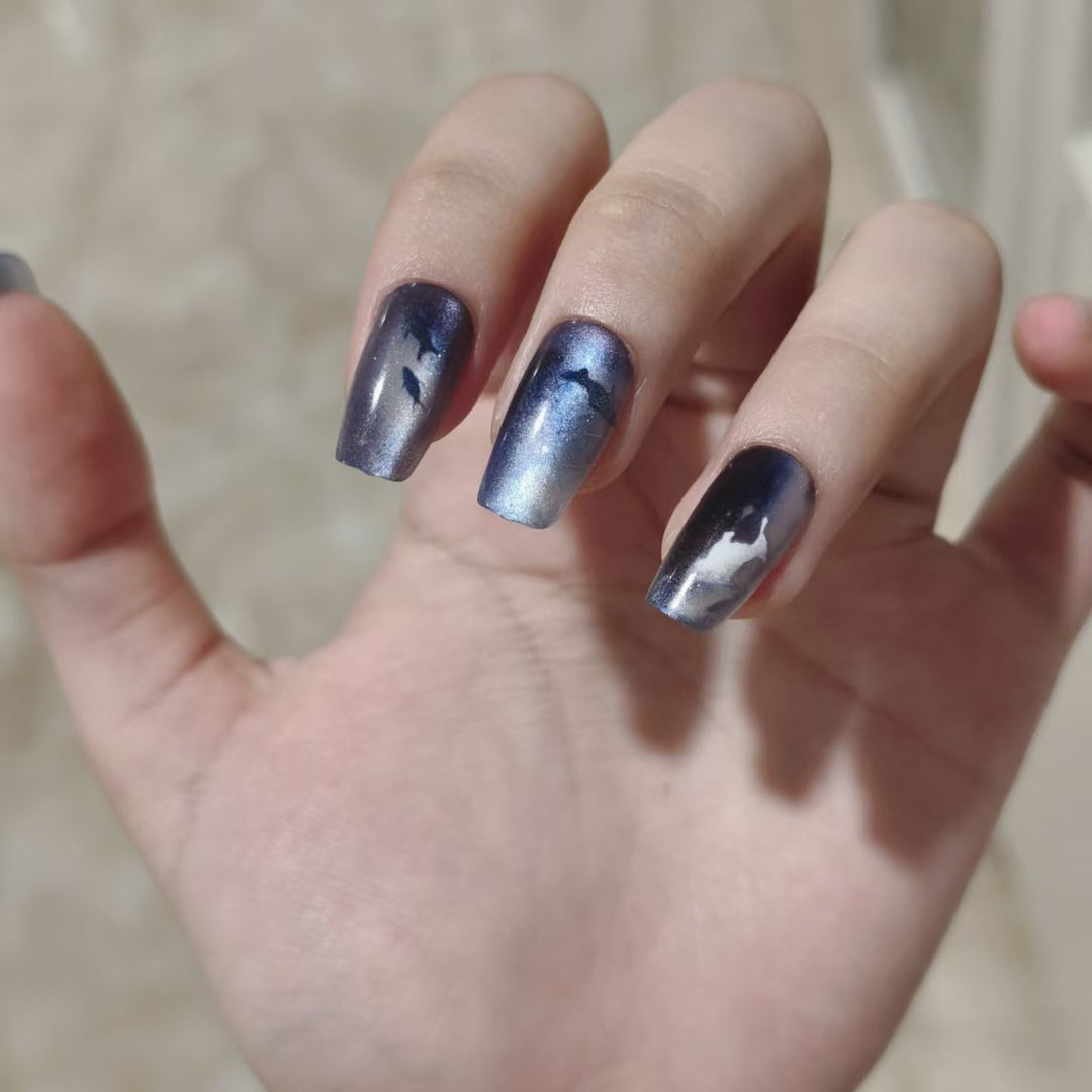 Artistic Ocean-Themed Press-On Nail Art Set Kalsten