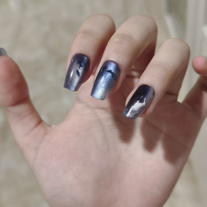 Artistic Ocean-Themed Press-On Nail Art Set Kalsten