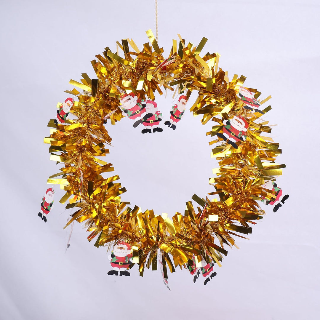 Shiny Christmas wreath with festive designs