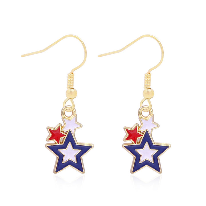 Women's long multi-layer star drop earrings with crystal embellishments and rhodium-plated alloy Kalsten