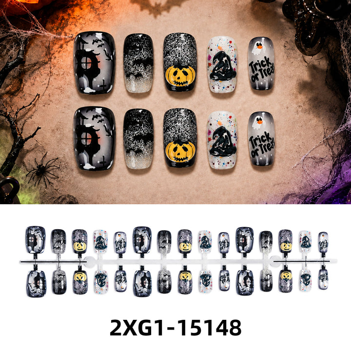 Acrylic nail set with creative Halloween motifs Kalsten