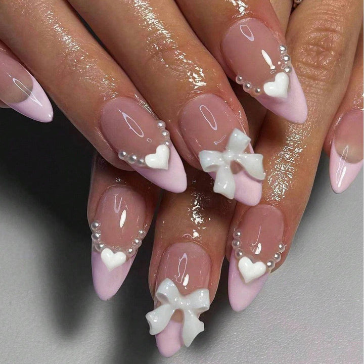 Artificial nail tips with heart and bow decorations Kalsten