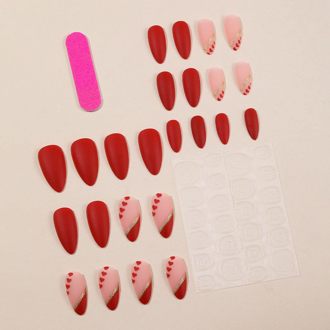 Heart-Accent Stiletto Nail Art Kalsten
