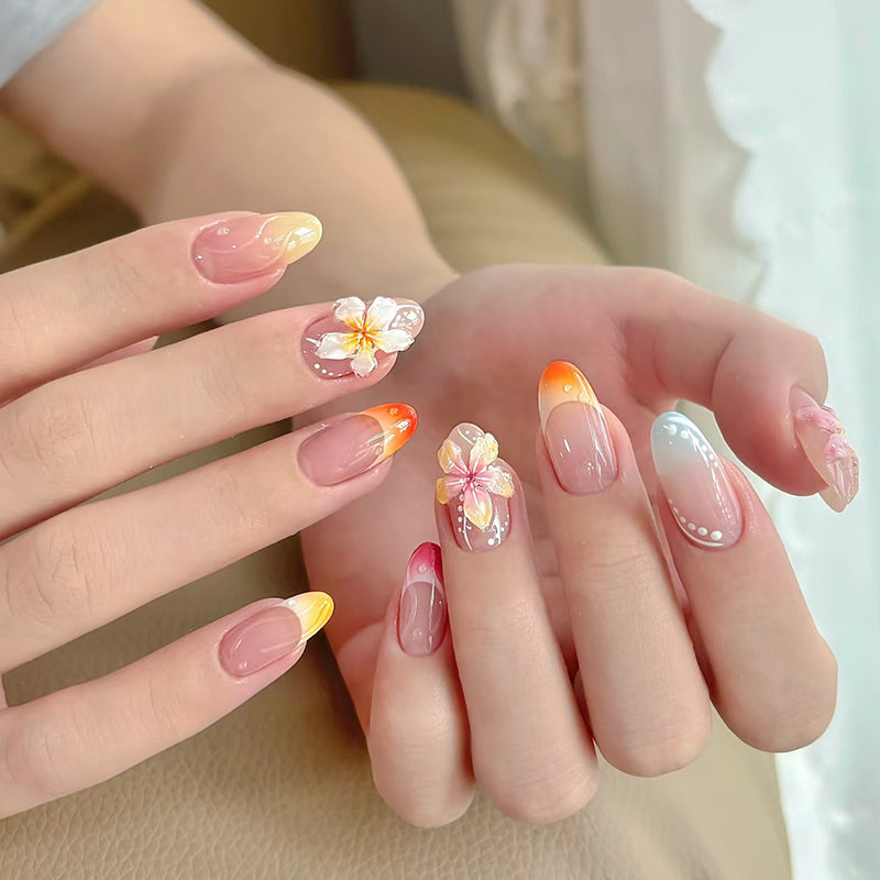 Floral and Ombre Press-On Nail Art Set Kalsten