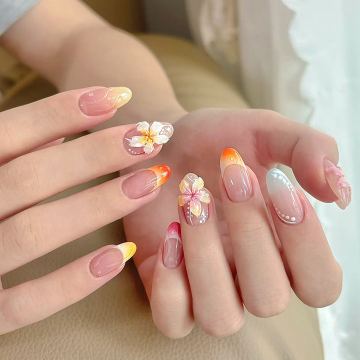Floral and Ombre Press-On Nail Art Set Kalsten