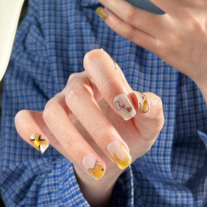 Artistic Press-On Nail Set with Unique Leopard Design Kalsten