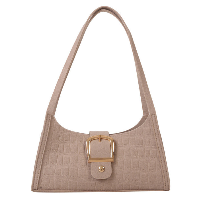 Crocodile-Patterned Handbag with Buckle Detail