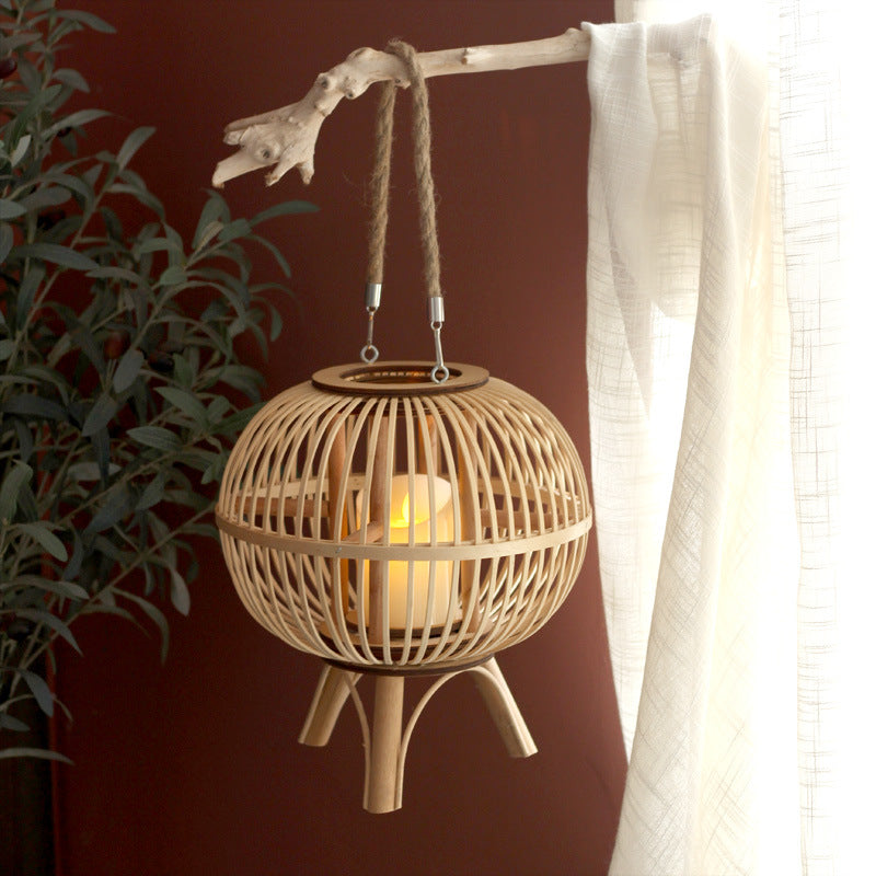 Stylish hanging lamp made of natural material Kalsten