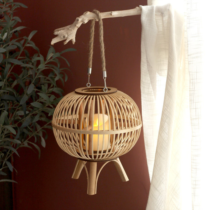 Stylish hanging lamp made of natural material Kalsten