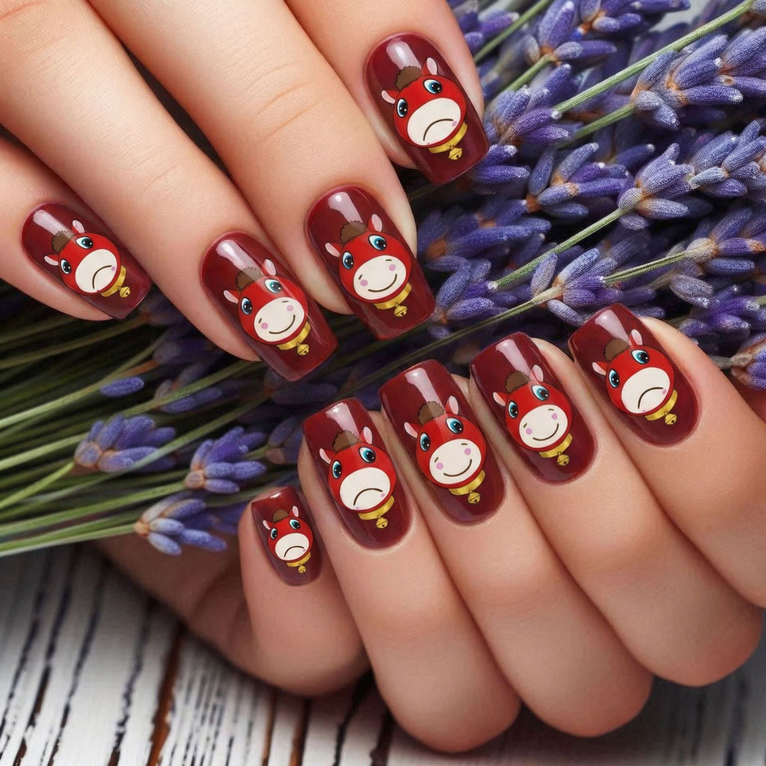 Artificial nails with playful horse motif Kalsten