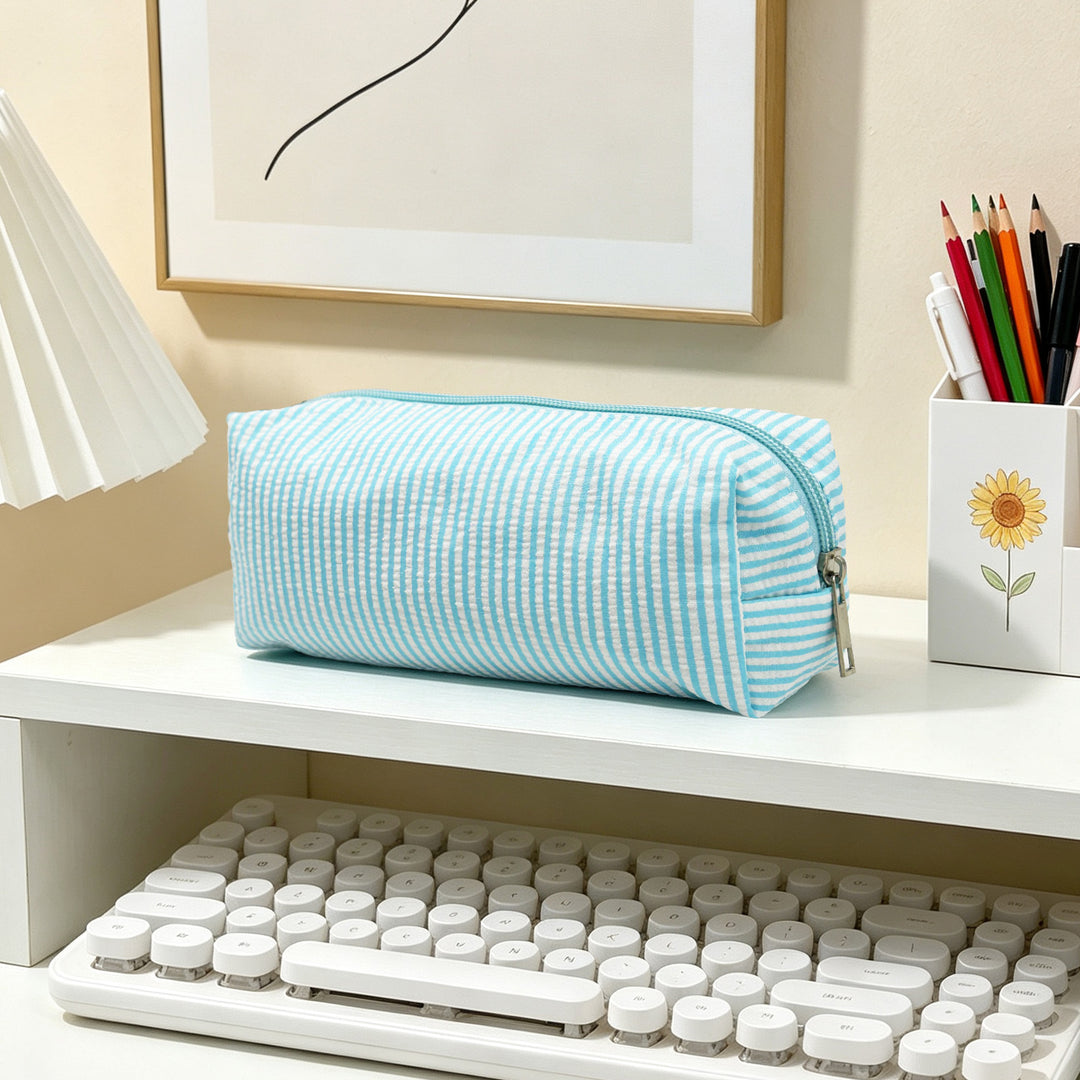 Striped Zippered Pencil Case Bag Kalsten