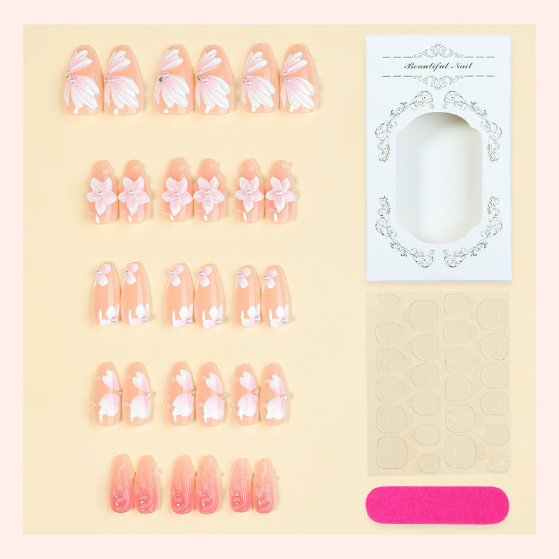 Floral Embellished Press-On Nails Kalsten