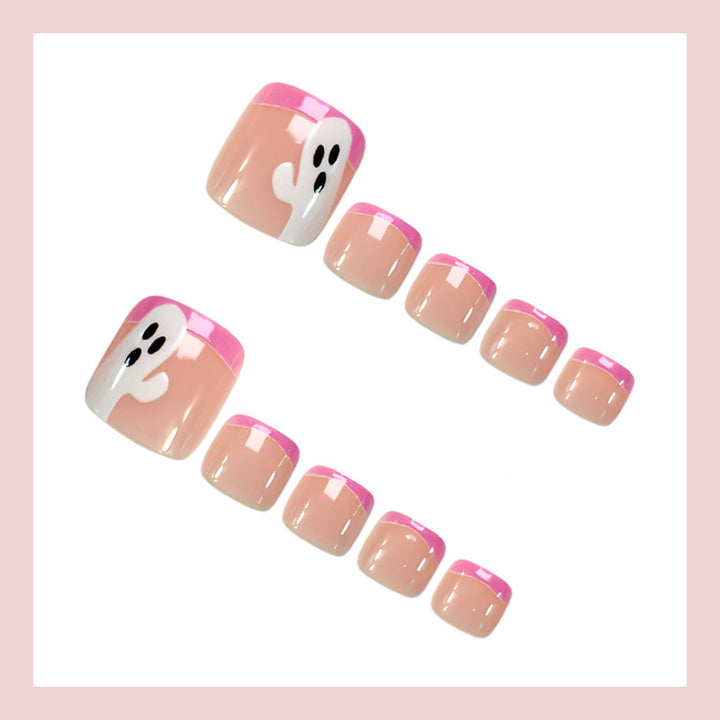 Nail Art Set with enchanting ghost and pink tip designs Kalsten