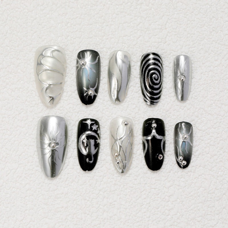 Artificial nails with metallic effects and complex designs Kalsten