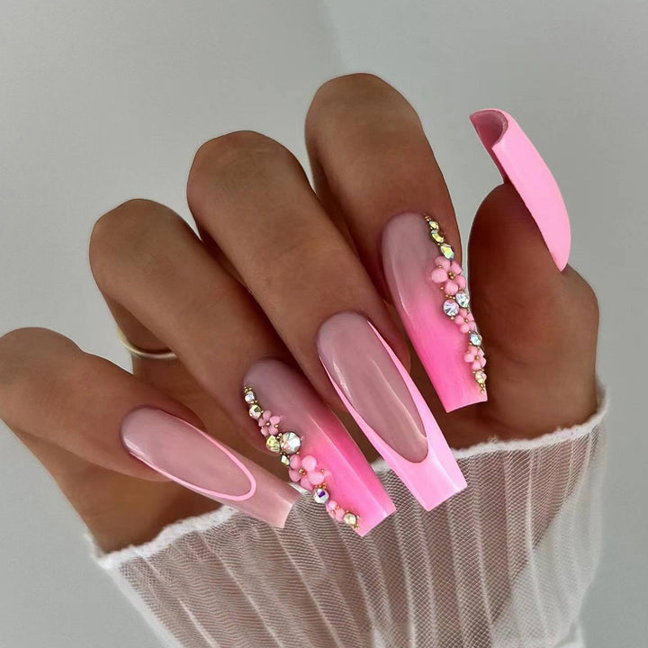 Artful acrylic nails with rhinestone details Kalsten