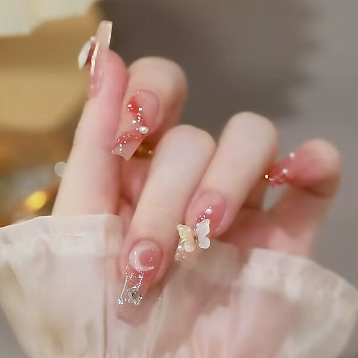 Elegant Floral French Tip Press-On Nails Kalsten