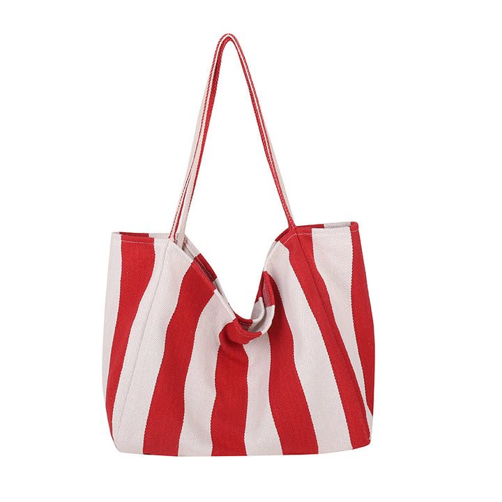 Spacious Striped Beach Tote