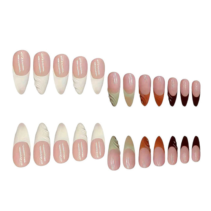 Artistic French Tip Press-On Nails with Curved Design Kalsten