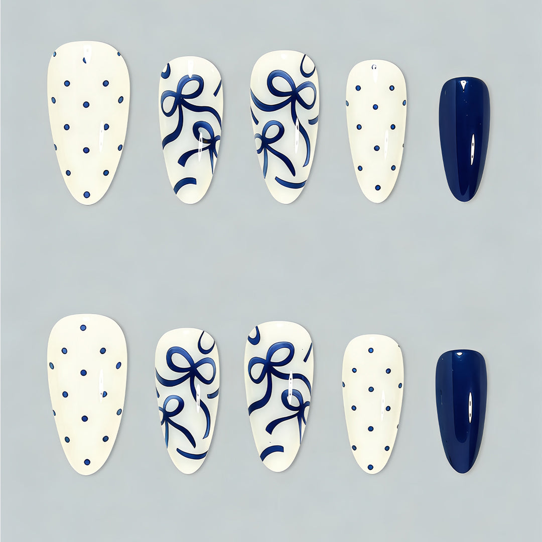 Artistic Bow and Dot Press-On Nail Set Kalsten