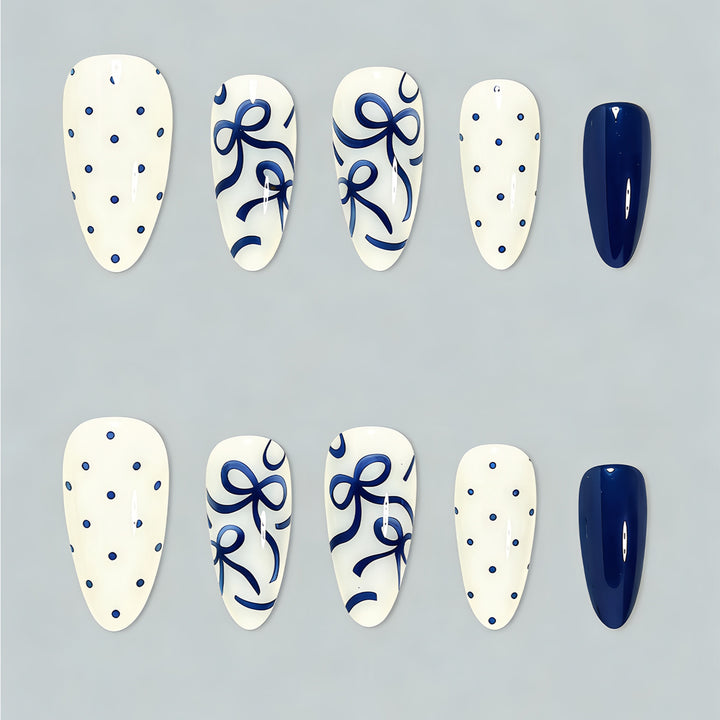 Artistic Bow and Dot Press-On Nail Set Kalsten