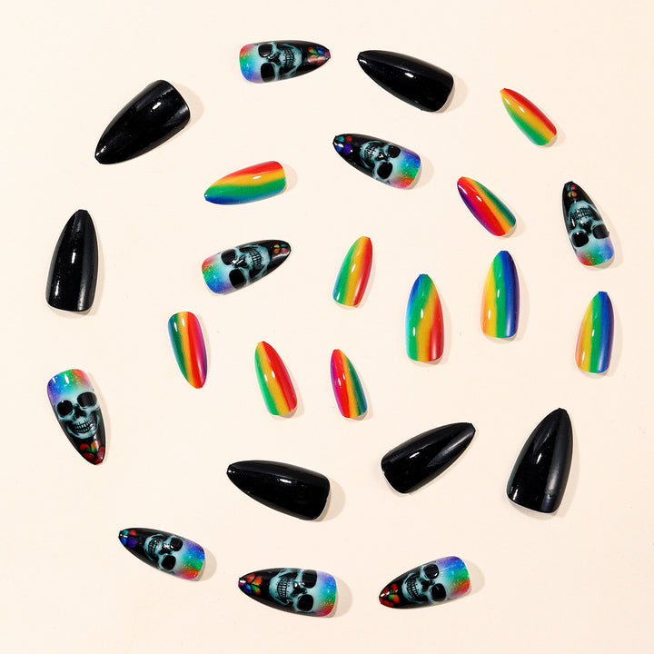 Artistic Skull-Themed Stiletto Nail Art Extensions Kalsten