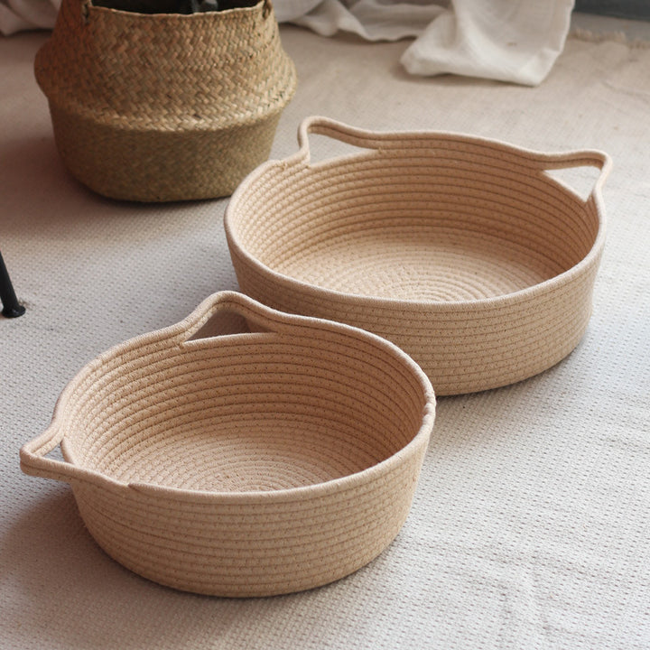 Handcrafted storage basket with handles Kalsten