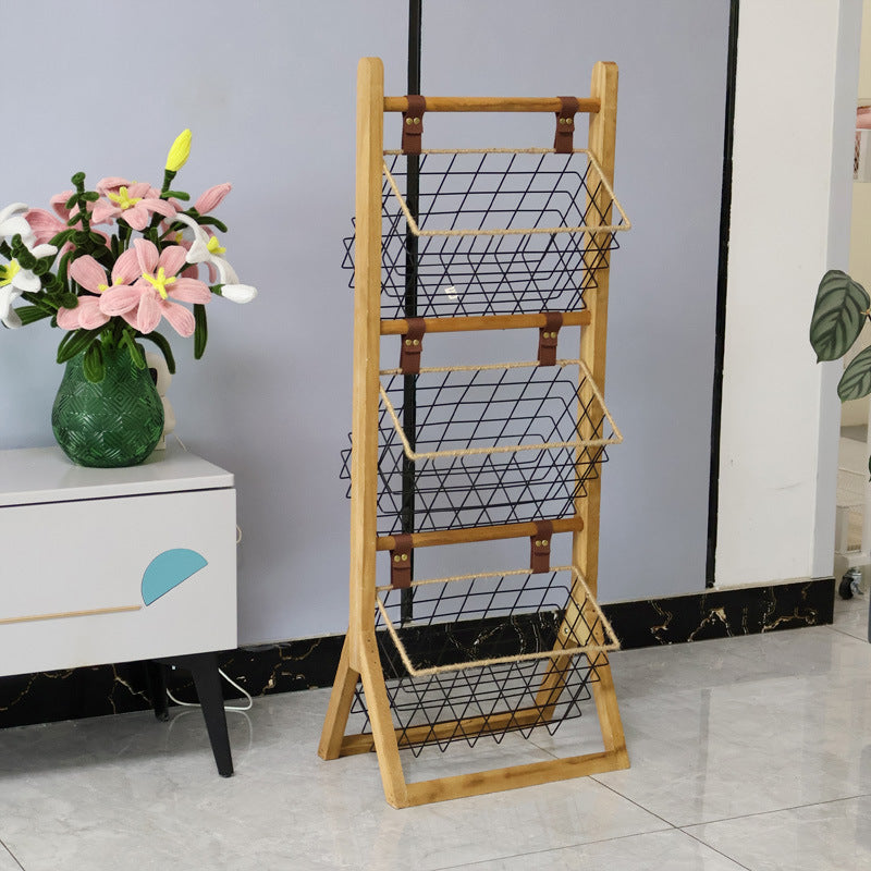 High-quality storage tower made of wood with metal baskets Kalsten