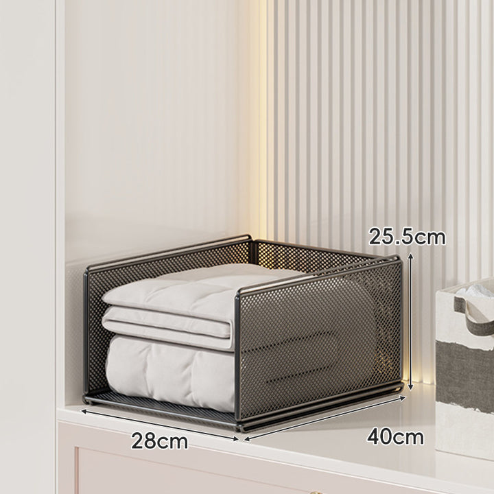 Perforated Steel Fabric Storage Basket with Raised Sliding Base
