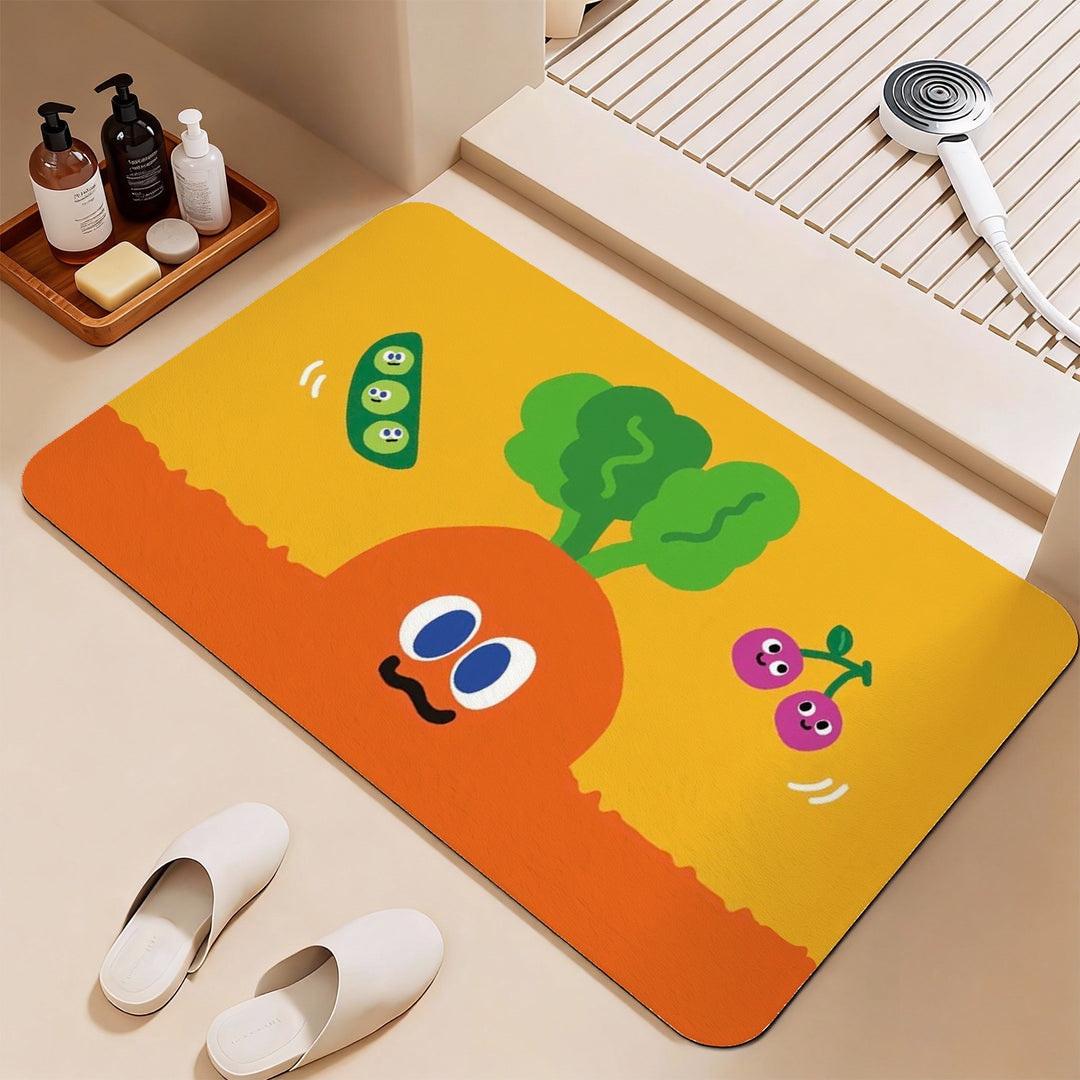 Playful Vegetable-Themed Bath Mat Kalsten
