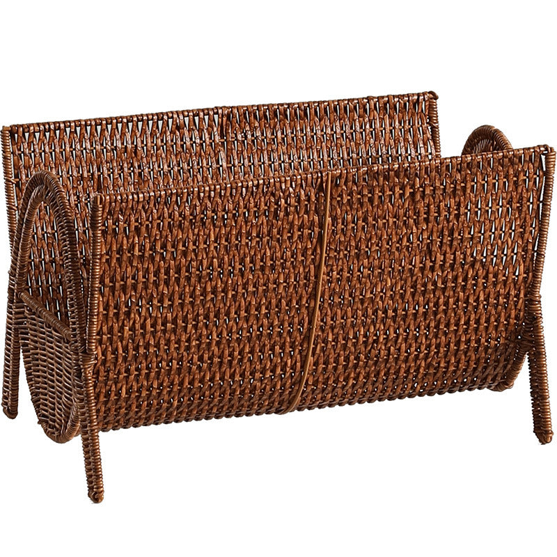 Unisex Rectangular Magazine Basket made of Handwoven Rattan Kalsten