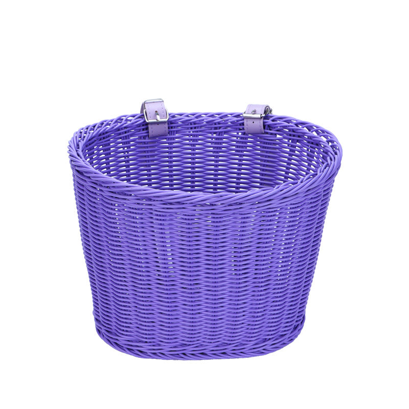 Woven Storage Basket with Leather Straps Kalsten